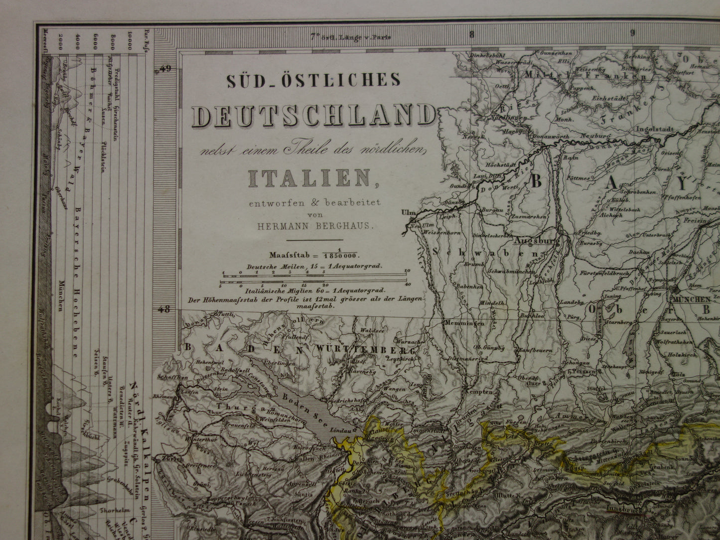 OOSTENRIJK oude kaart van Oostenrijk met Slovenië en Venetië in 1863 Antieke grote handgekleurde landkaart Wenen Graz Tirol