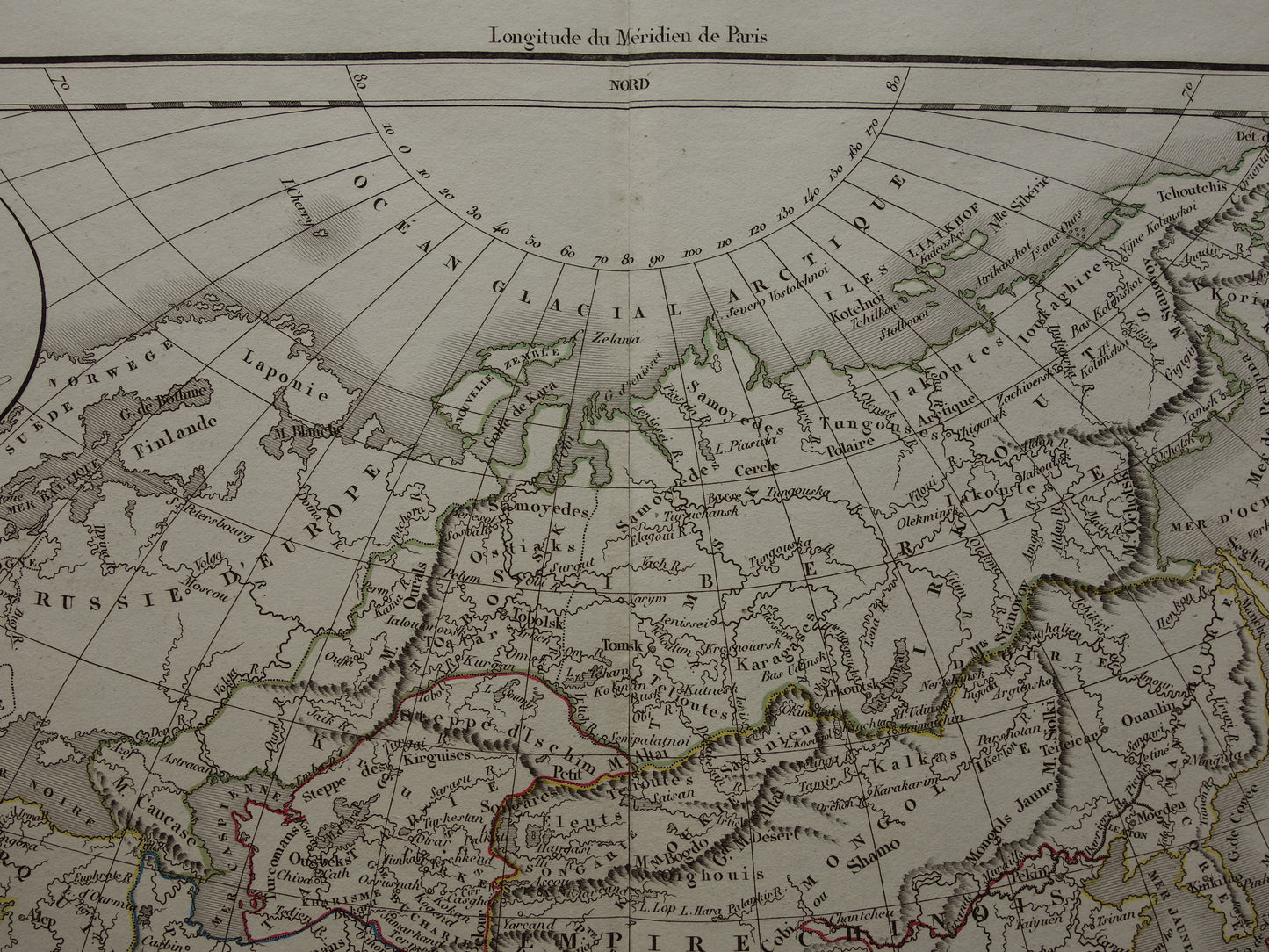 Oude kaart van Azië in het jaar 1832 originele antieke handgekleurde landkaart met jaartal