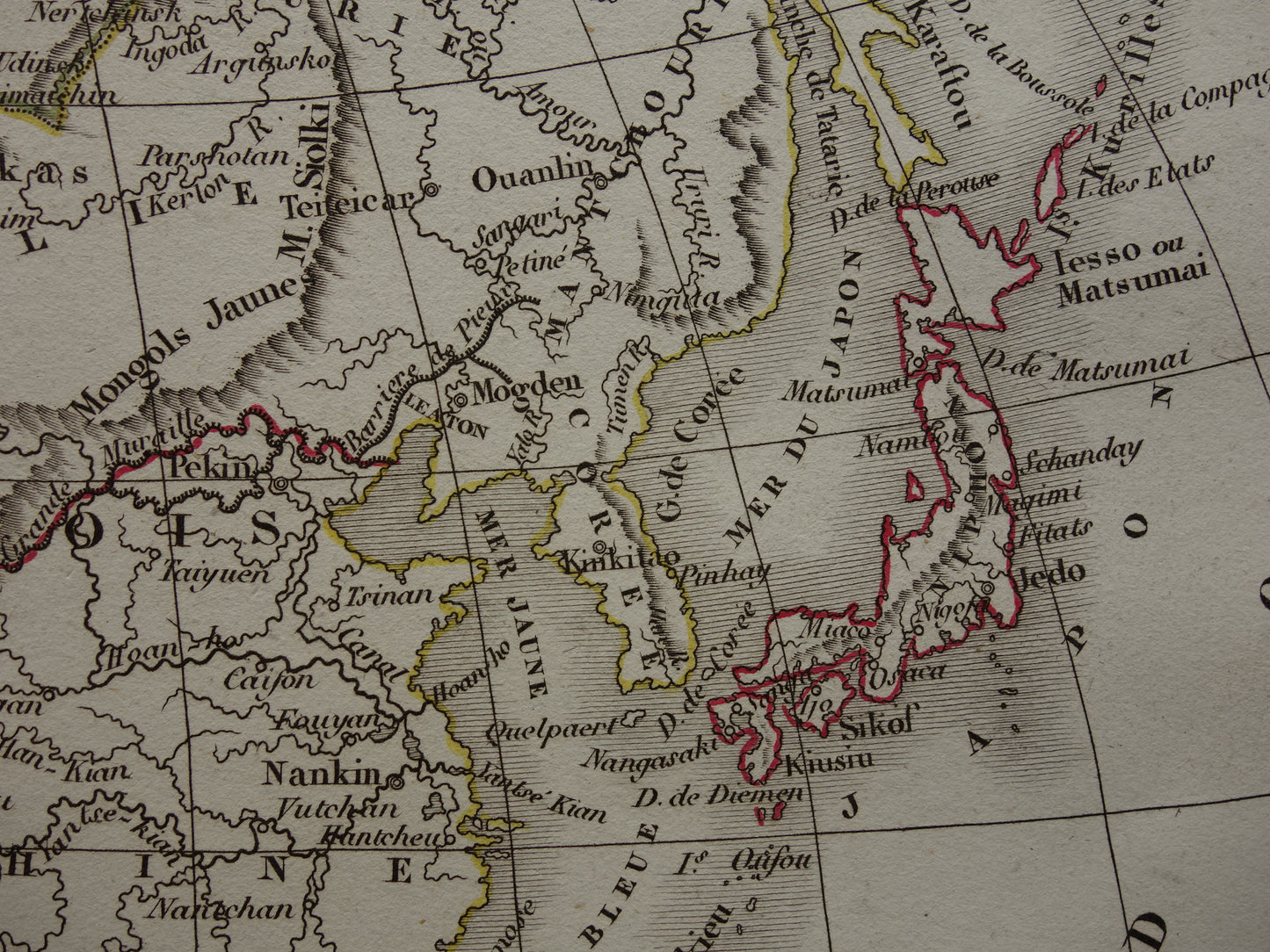 Oude kaart van Azië in het jaar 1832 originele antieke handgekleurde landkaart met jaartal