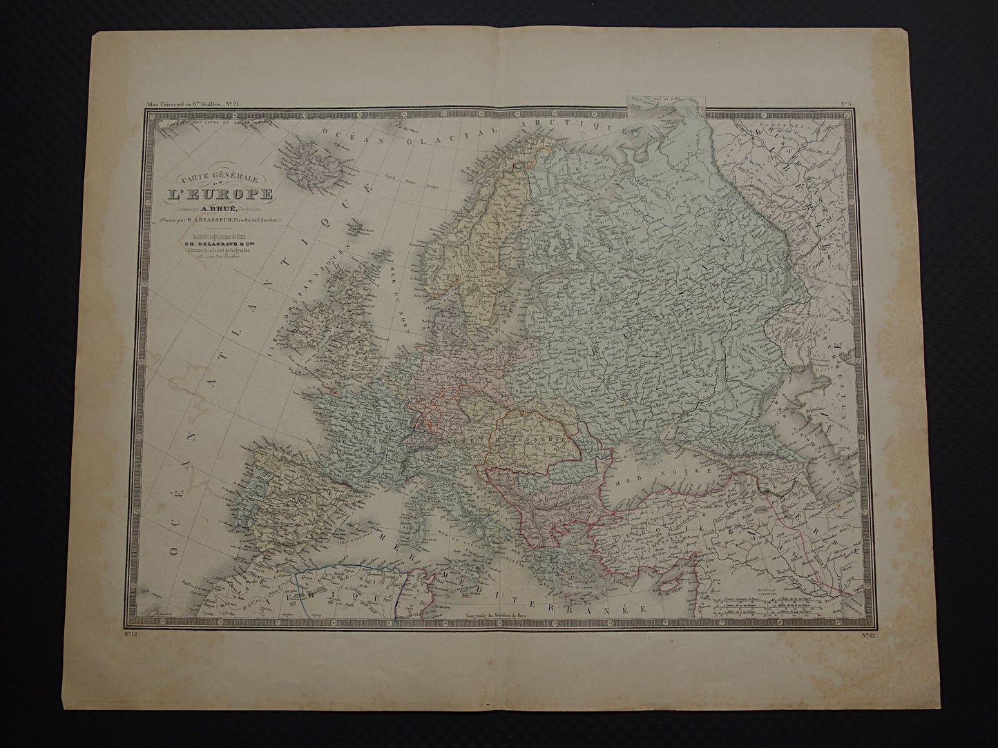 EUROPA oude landkaart van Europa uit 1876 originele antieke kaart Europees continent vintage poster