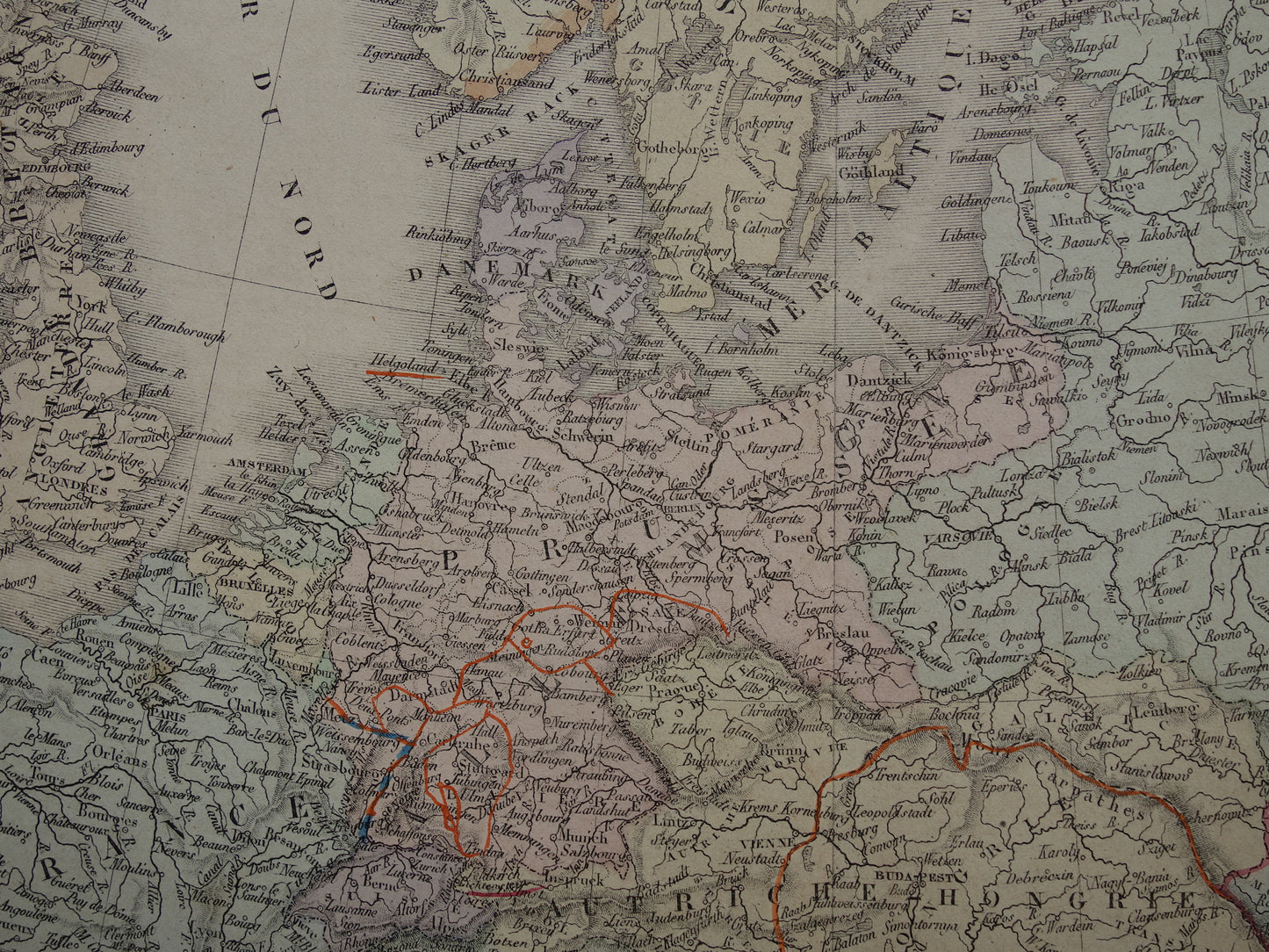 EUROPA oude landkaart van Europa uit 1876 originele antieke kaart Europees continent vintage poster