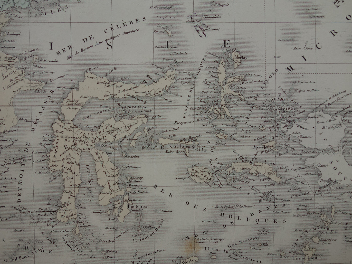 INDONESIË oude kaart van Indonesië Filipijnen Zuidoost-Azië 1876 originele antieke Franse handgekleurde landkaart