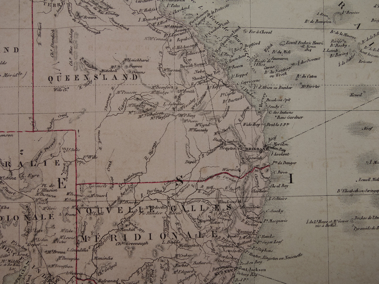 Grote oude kaart van Australië uit 1876 originele antieke landkaart Nieuw Zeeland vintage landkaarten