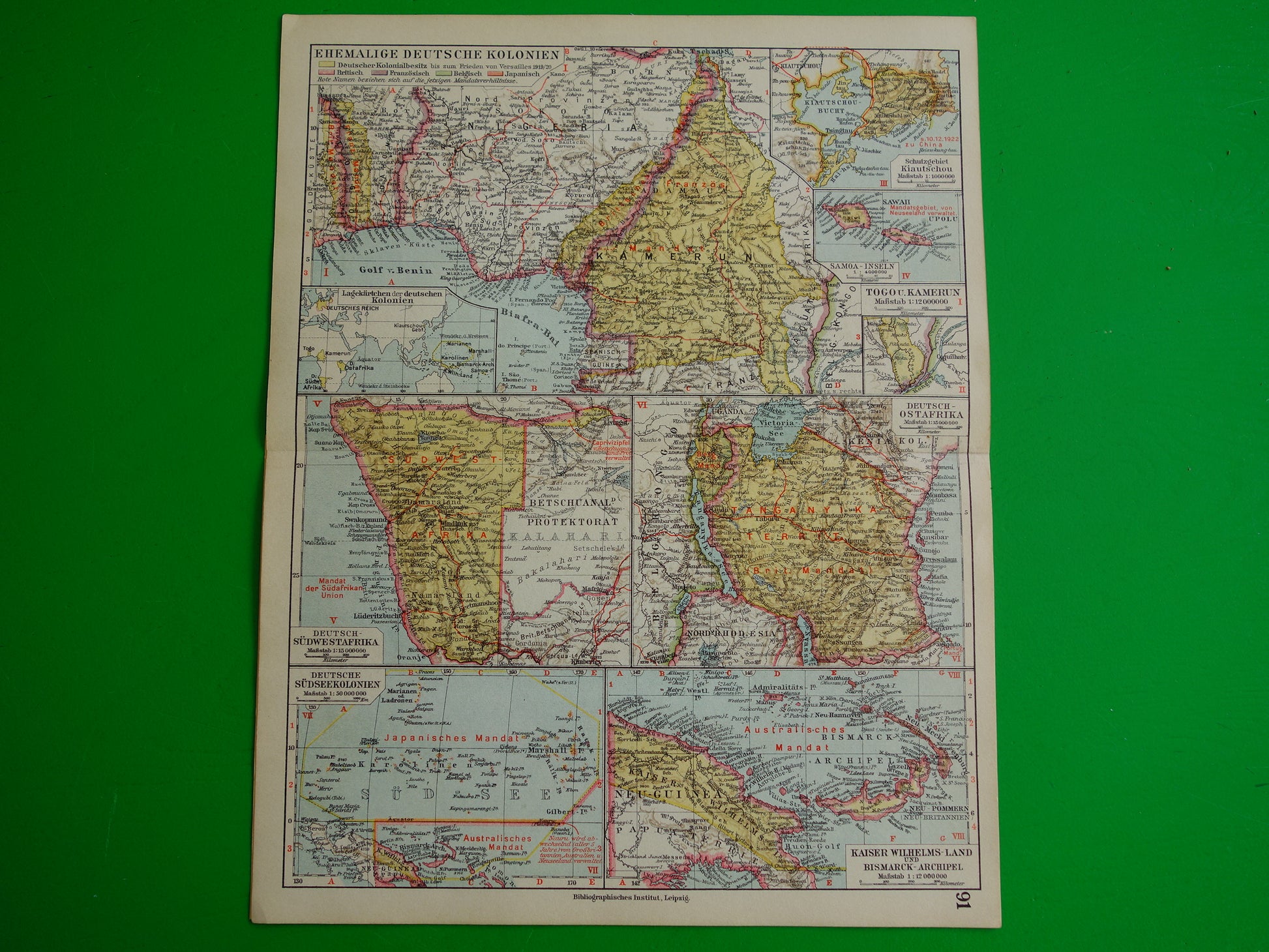 Duitse Koloniën oude landkaart Kamerun Togo Namibië Duits-Oostafrika Bismarck Archipel vintage kaarten