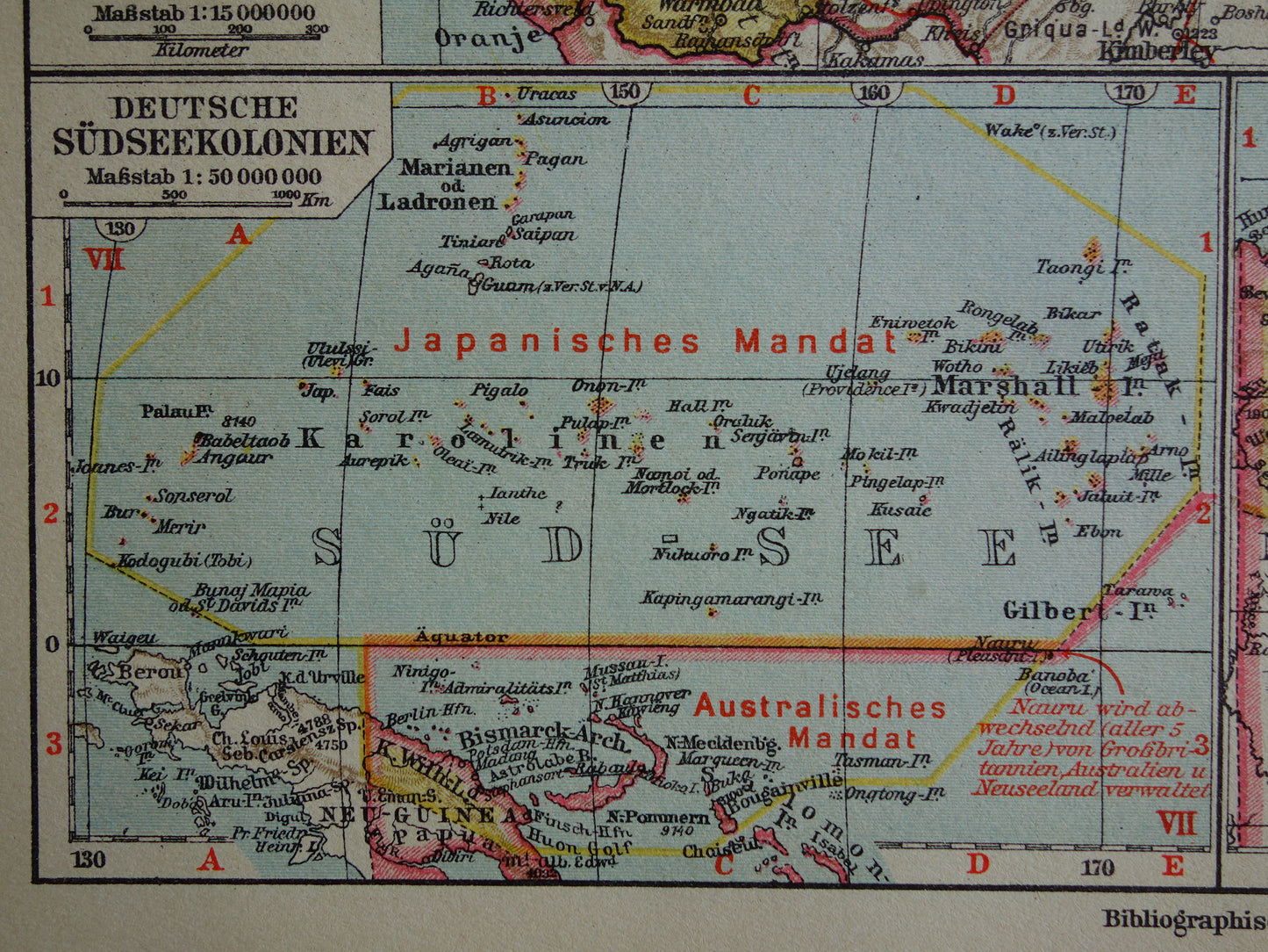 Duitse Koloniën oude landkaart Kamerun Togo Namibië Duits-Oostafrika Bismarck Archipel vintage kaarten