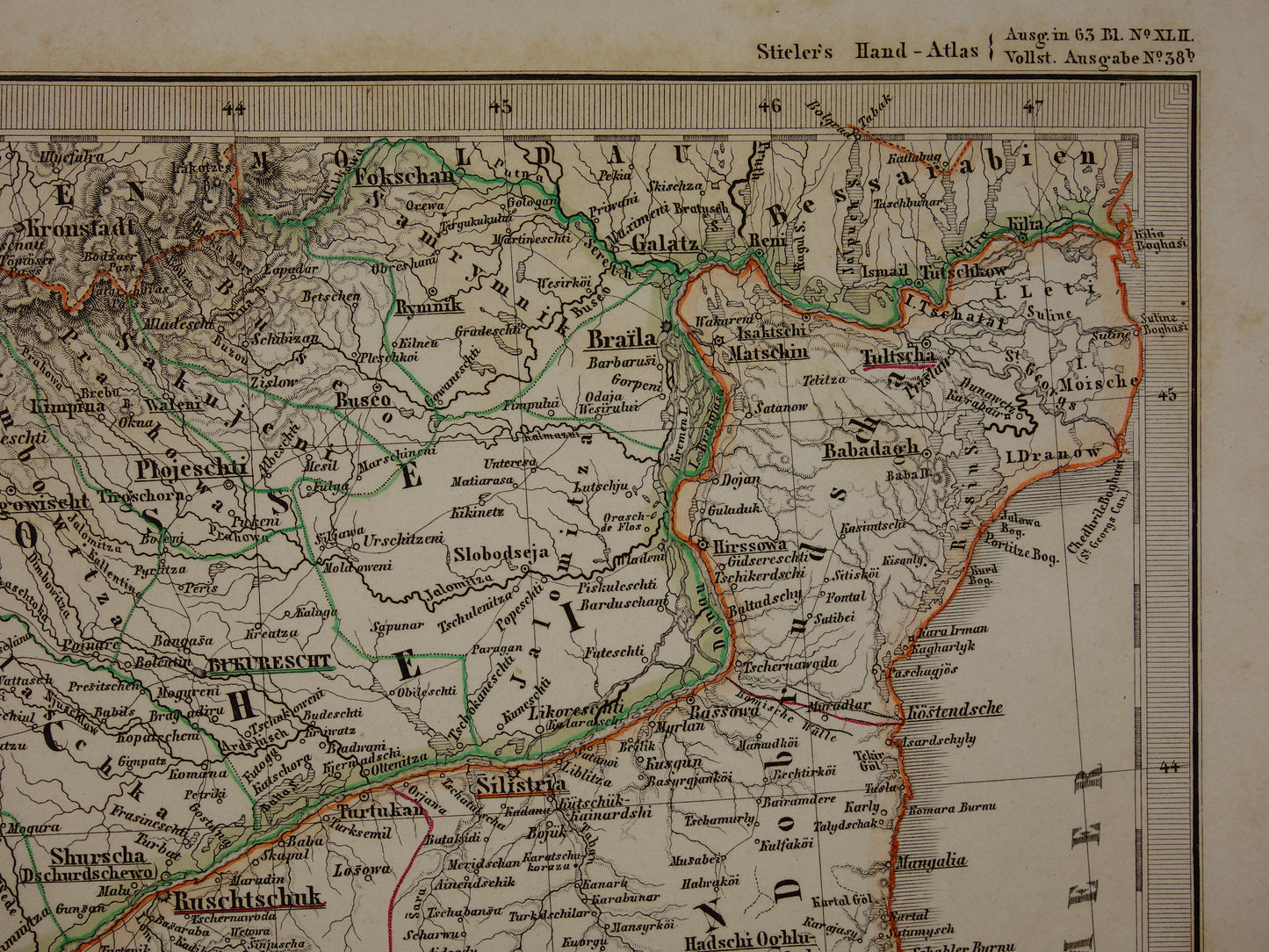 Servië Bulgarije oude landkaart van de Balkan 1860 originele antieke kaart/poster Turkse Rijk in Europa