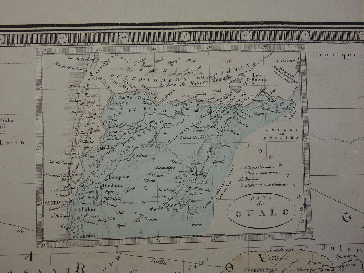 AFRIKA oude kaart van West-Afrika 140+ jaar oude landkaart van Sahara Guinea Nigeria Grote originele vintage historische kaarten