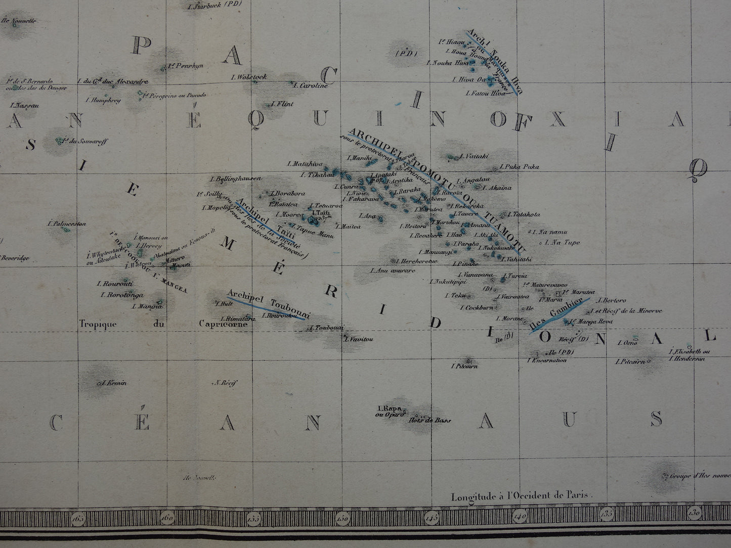 Polynesië oude landkaart van Polynesië uit 1876 originele antieke kaart Tahiti Fiji Samoa vintage poster