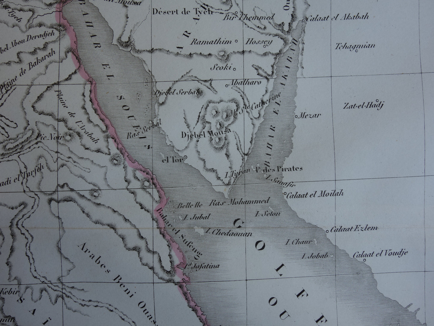 Oude kaart van Egypte uit 1849 originele 170+ jaar oude Franse landkaart Caïro Egypte