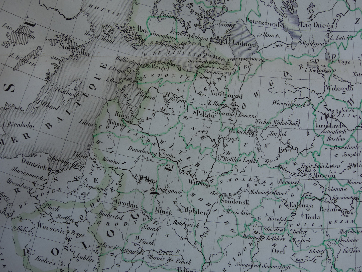 kaart van Europees Rusland in het jaar 1849