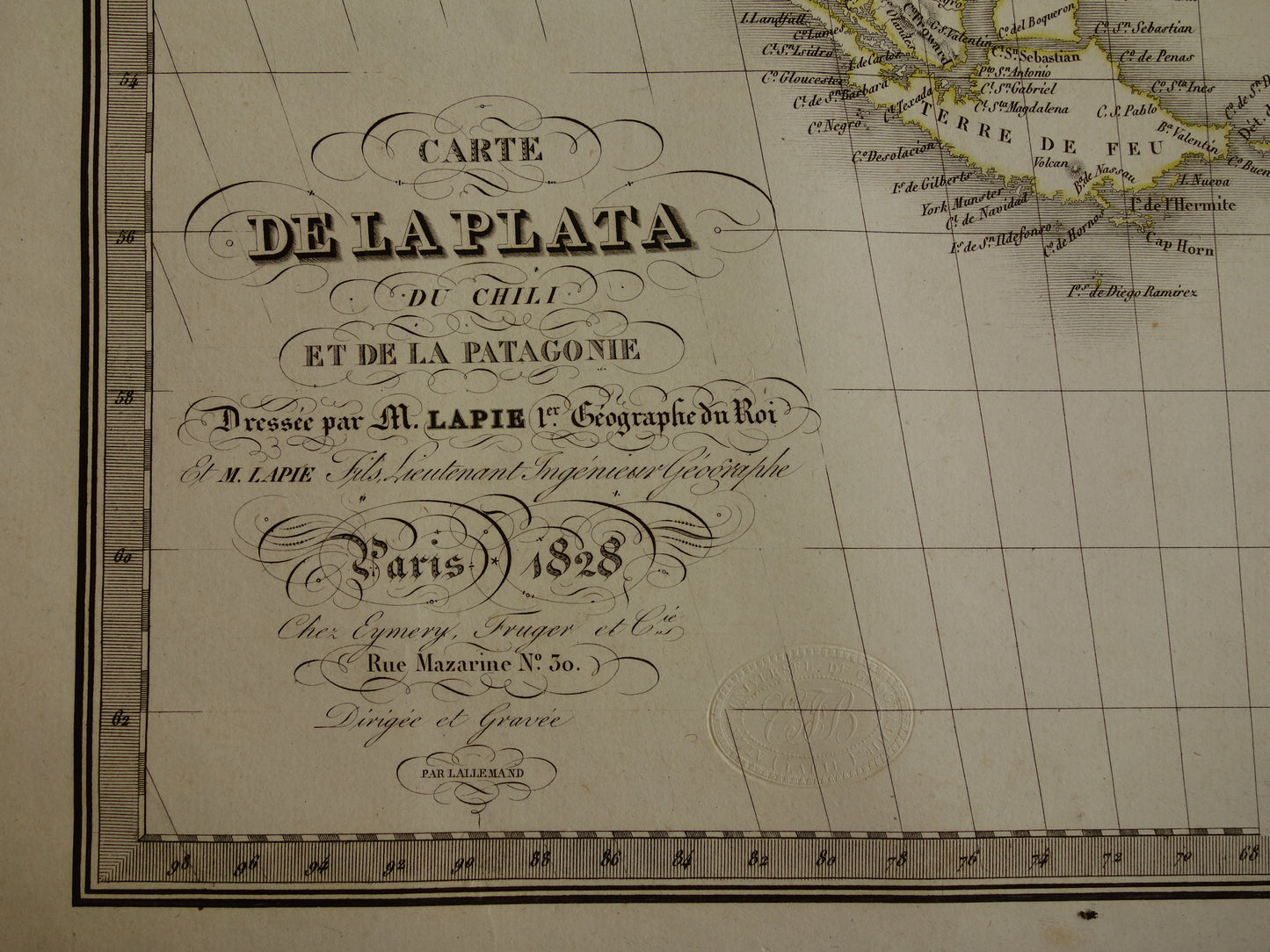 Carte de la Plata du Chili et de la Patagonie Lapie 1828