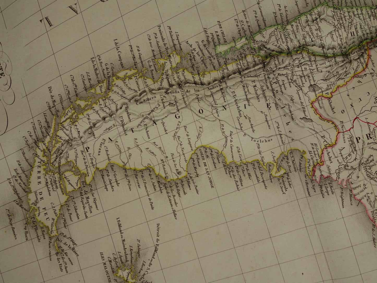 ZUID-AMERIKA oude landkaart van Argentinië Chili Patagonië grote antieke Franse kaart poster uit 1828 Paraguay Uruguay met jaartal