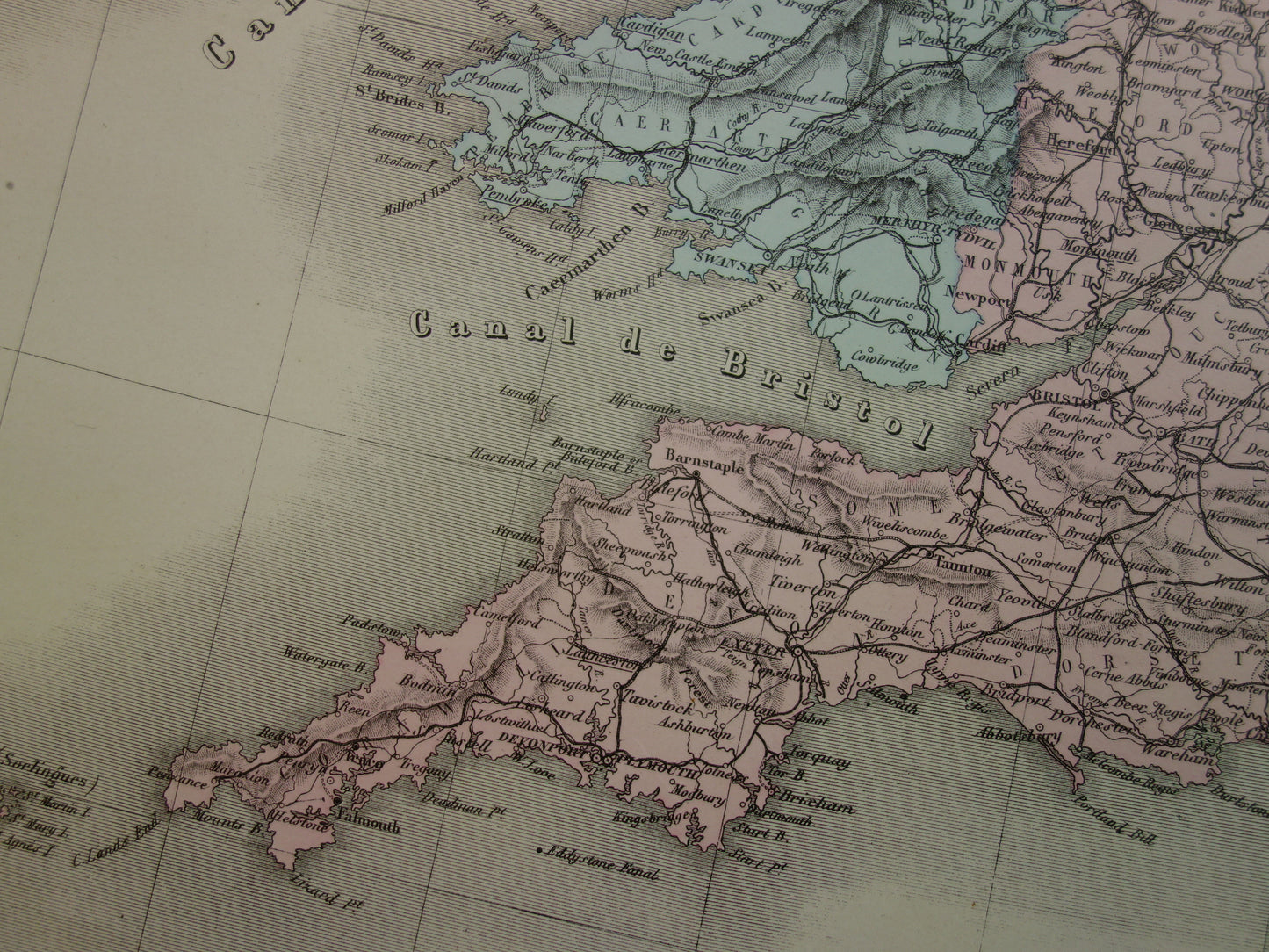 Grote antieke kaart van GROOT BRITTANIË en IERLAND 130+ jaar oude Franse landkaart vintage poster met jaartal/datum