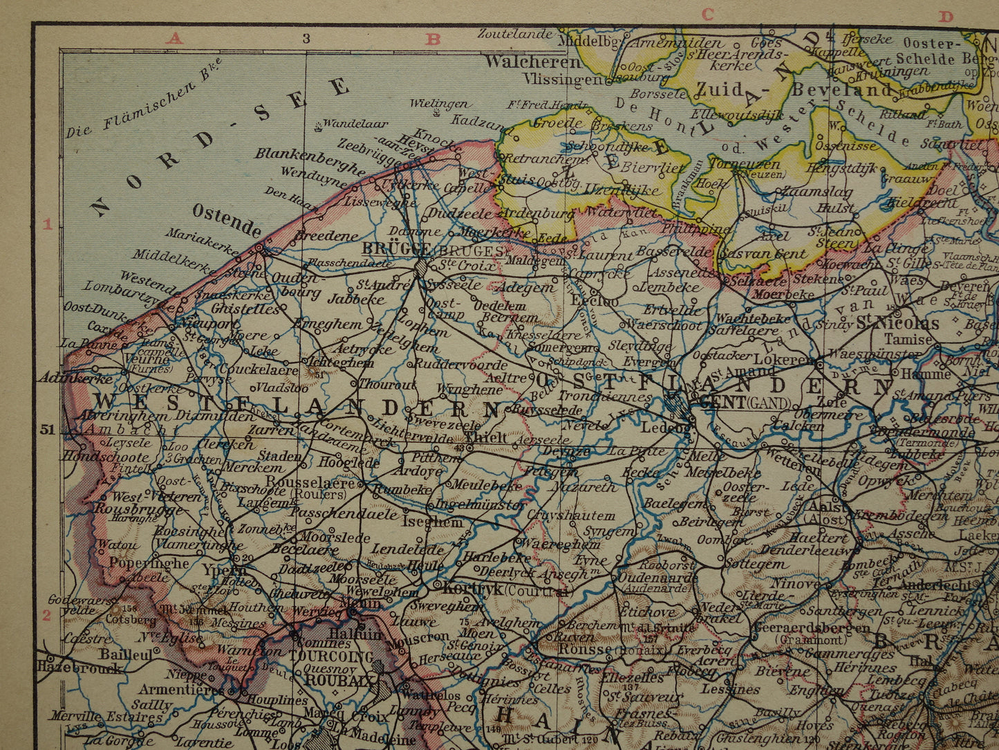 Oude kaart van België uit 1931 originele vintage landkaart Brussel Antwerpen Taalgrens