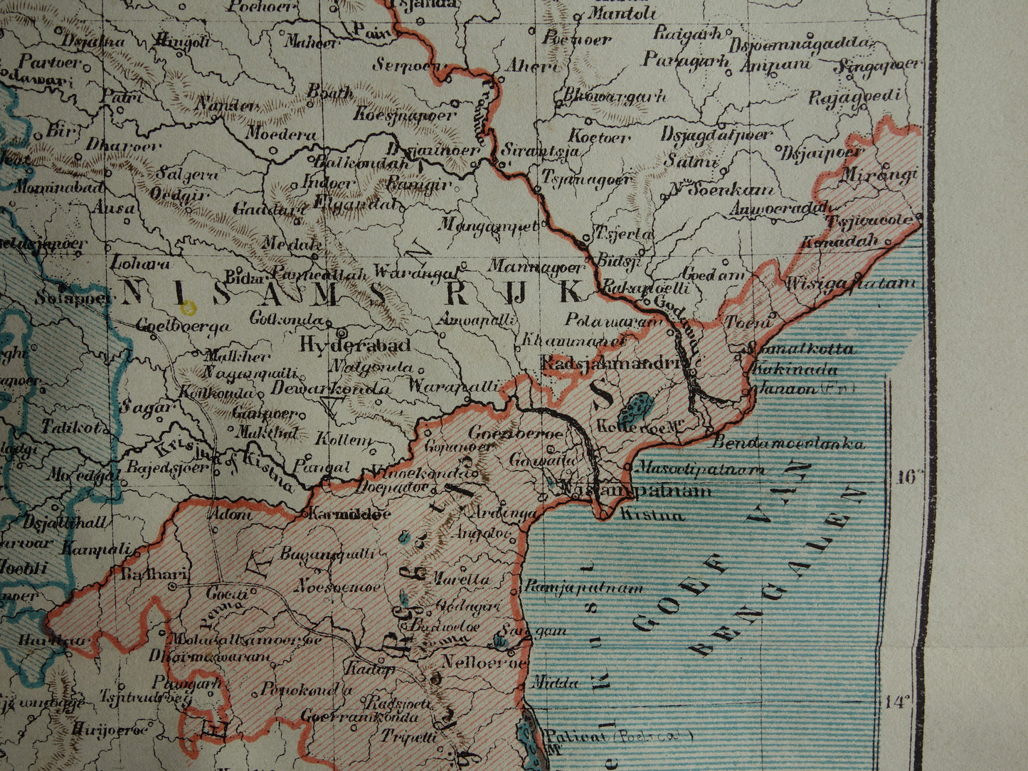 INDIA oude landkaart originele antieke Kuyper kaart uit 1882 van zuid India en Sri Lanka vintage kaarten Ceylon Brits India