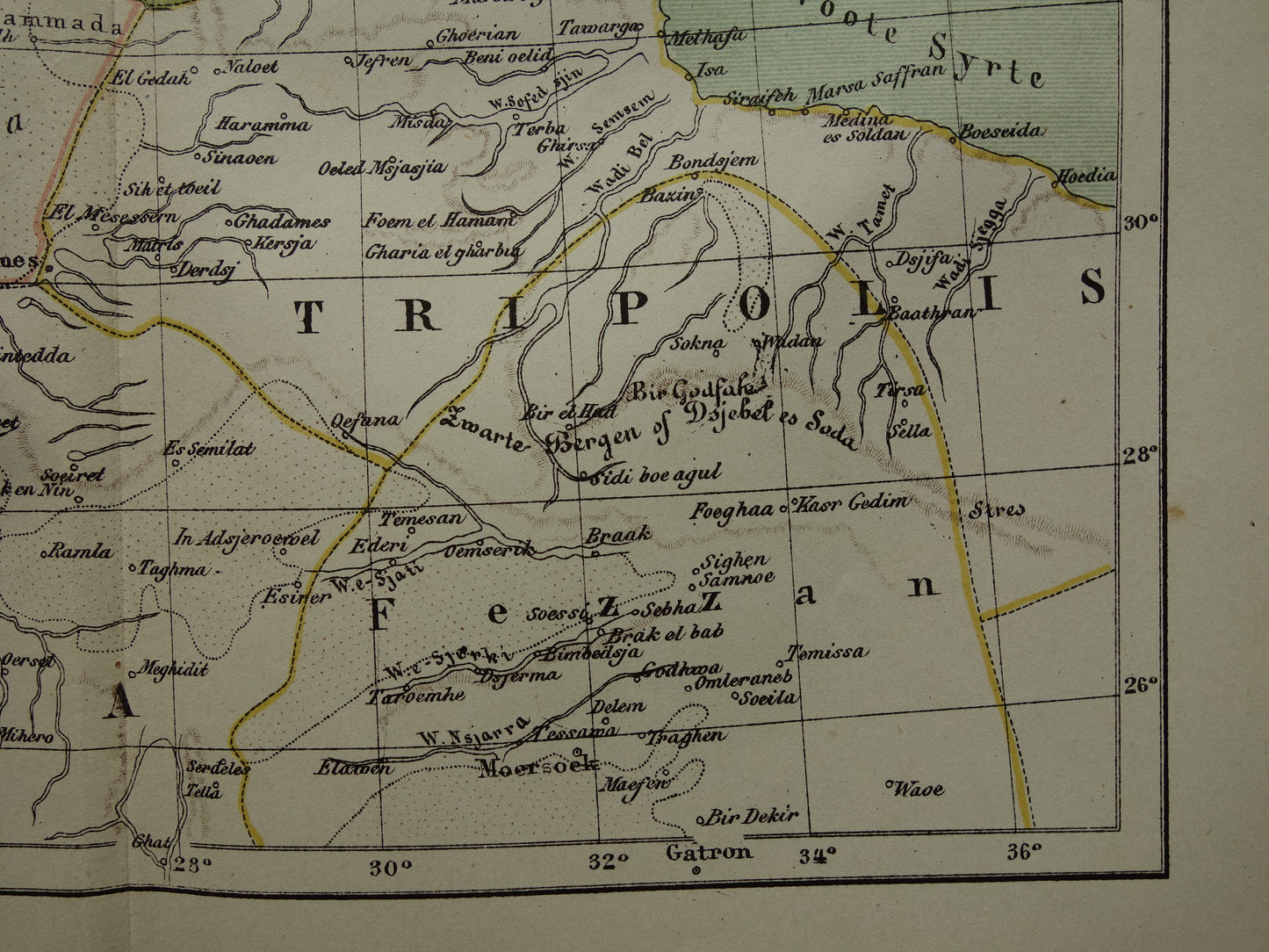 Algerije Tunesië en Libië oude landkaart originele antieke Kuyper kaart uit 1882 vintage