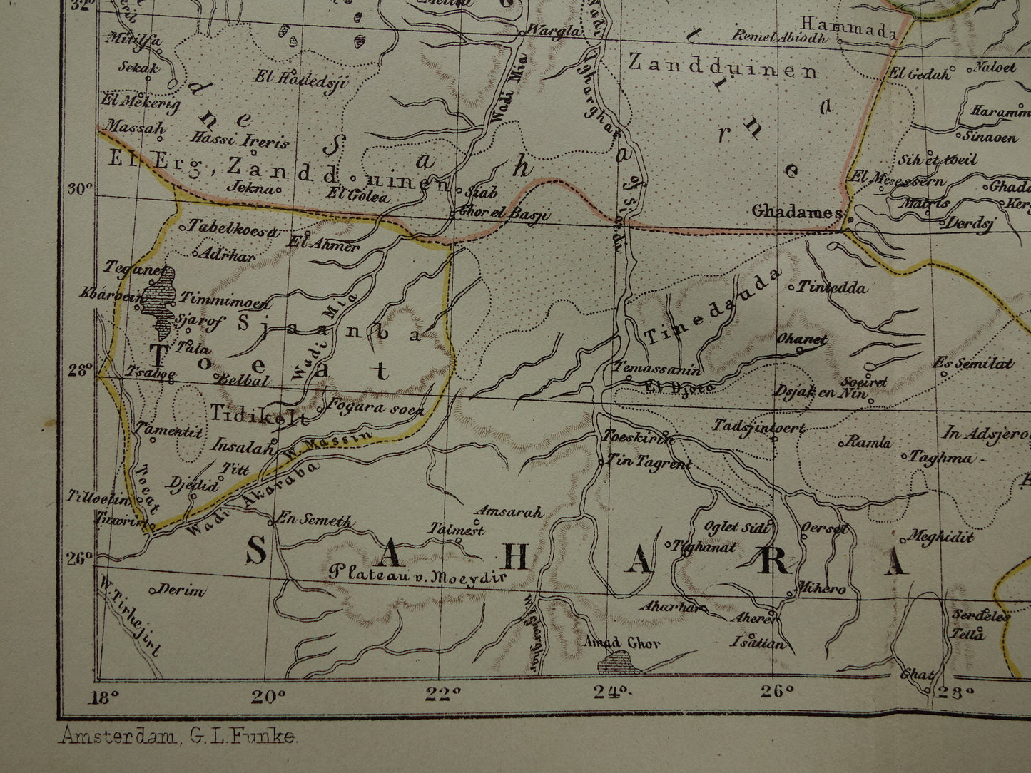 Algerije Tunesië en Libië oude landkaart originele antieke Kuyper kaart uit 1882 vintage