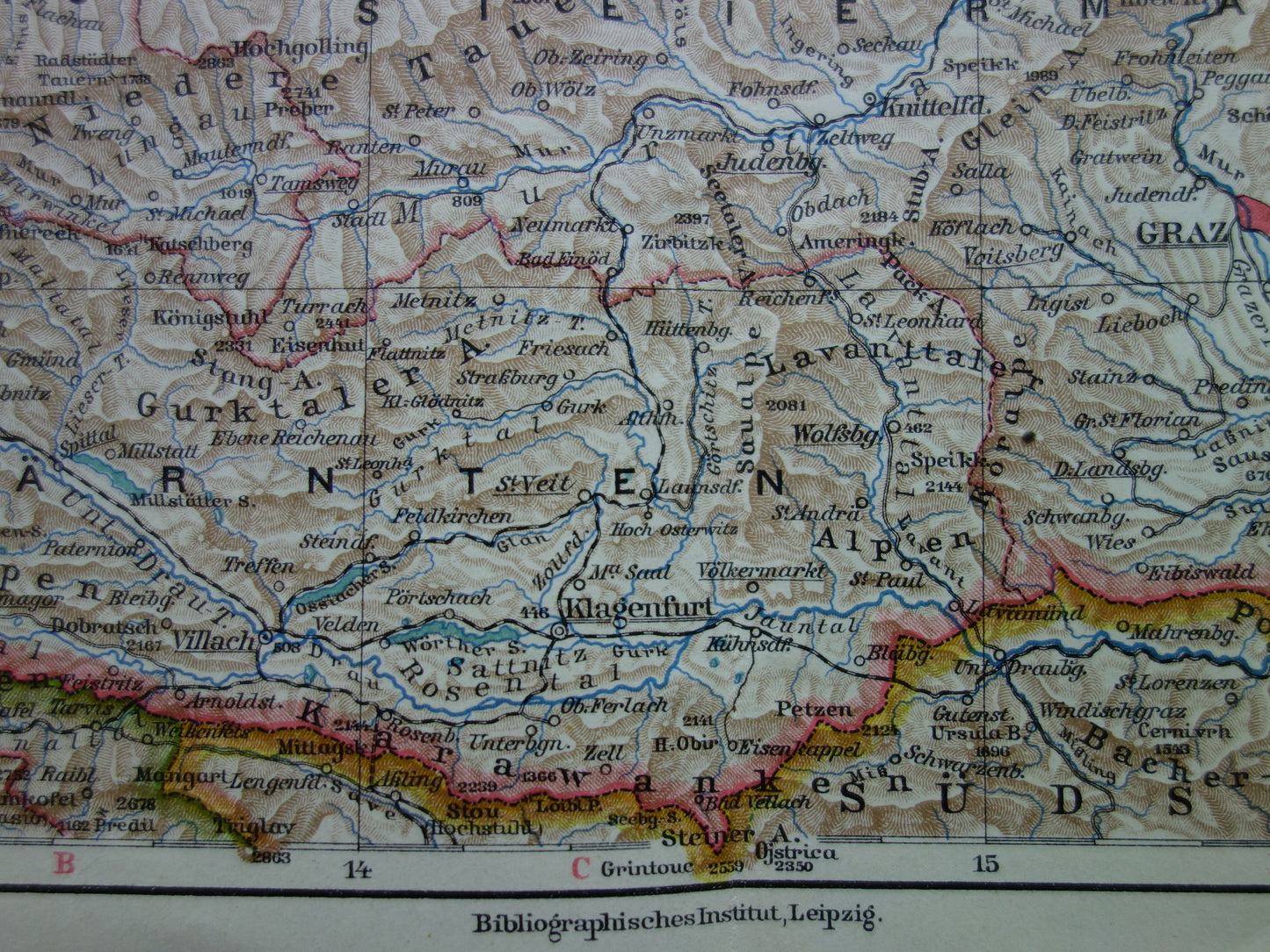 OOSTENRIJK oude kaart van Oostenrijk met Wenen Linz Graz Salzburg in 1926 Gedetailleerde vintage landkaart Tirol