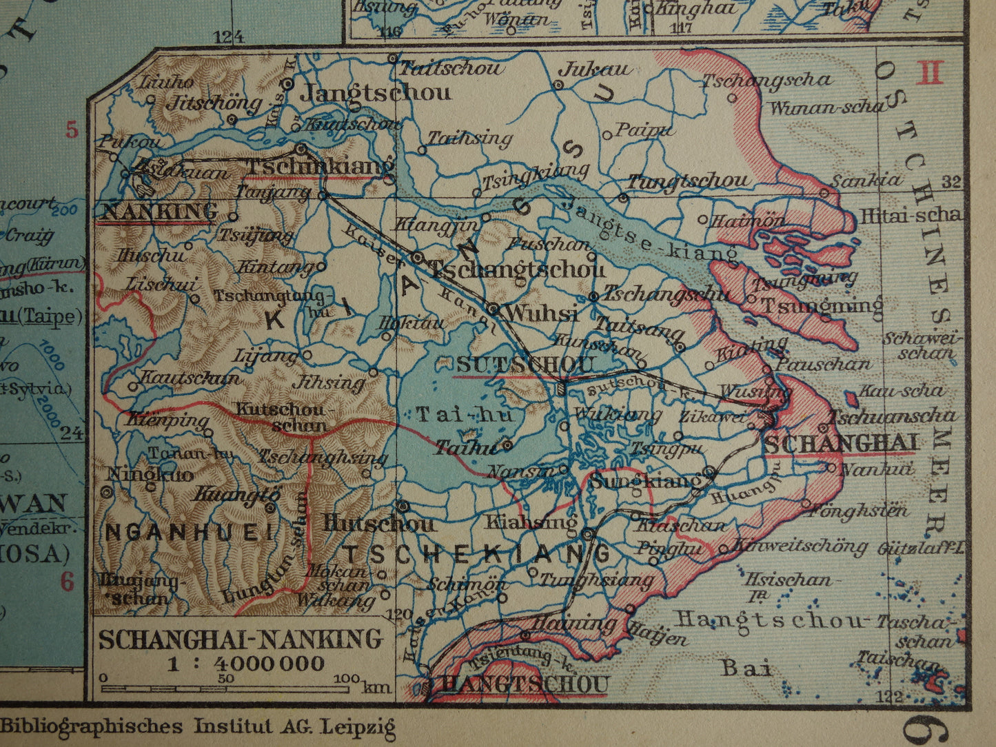 CHINA KOREA oude gedetailleerde kaart uit 1931 originele vintage landkaart Beijing Seoul Shanghai Taiwan