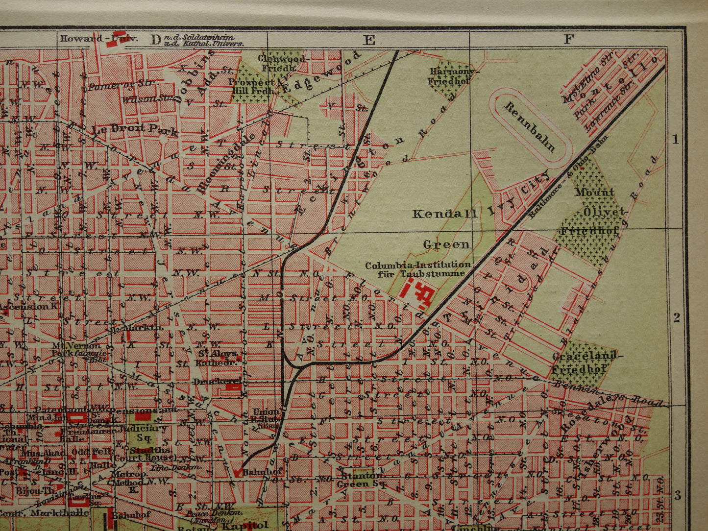 WASHINGTON oude plattegrond van Washington DC antieke kleine kaart VS vintage kaarten met jaartal