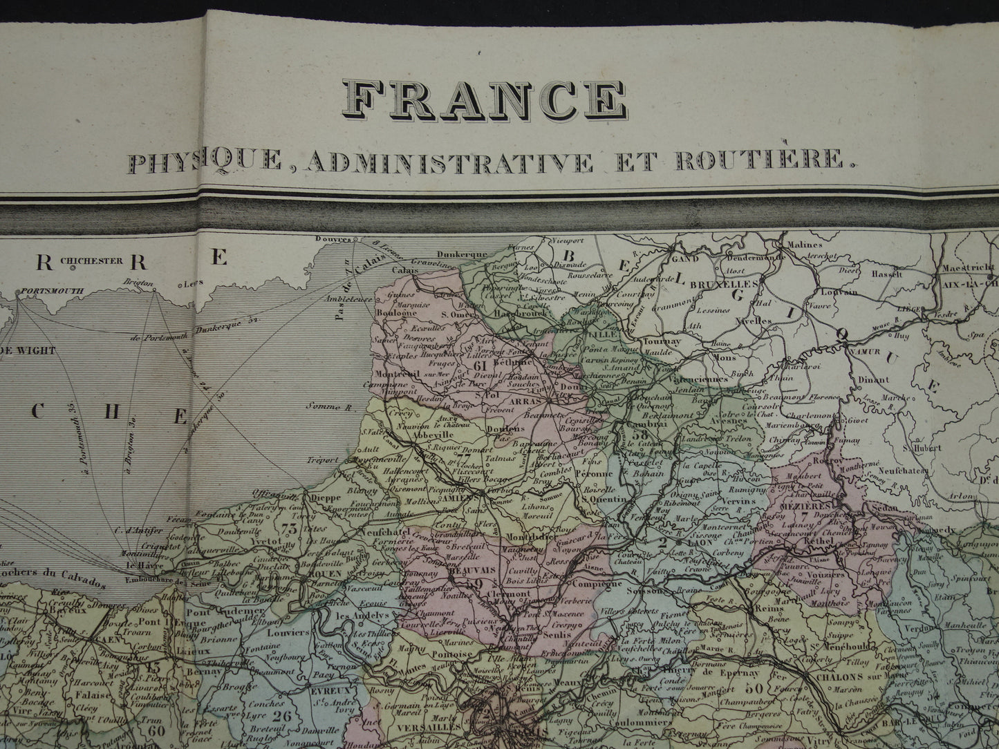 Frankrijk antieke landkaart uit 1870 BESCHADIGD originele oude kaart Frankrijk departementen