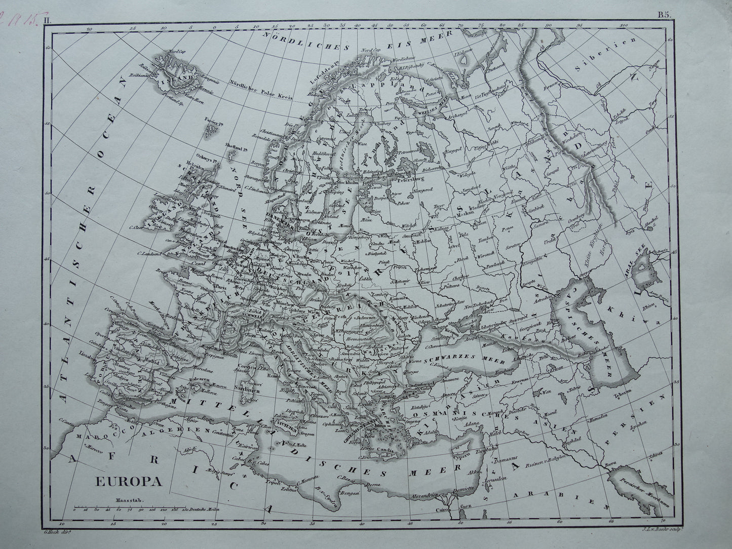 Oude kaart van Europa 175+ jaar oude antieke landkaart van continent Europa uit 1849