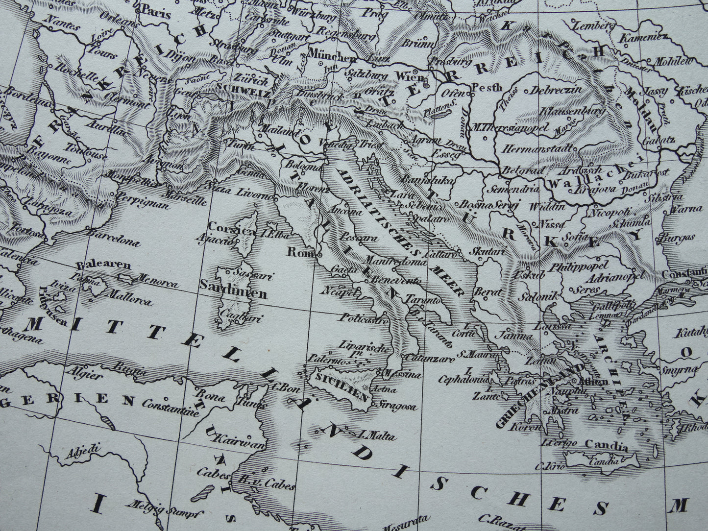 Oude kaart van Europa 175+ jaar oude antieke landkaart van continent Europa uit 1849