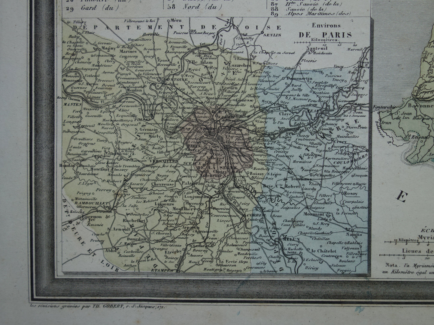 Frankrijk antieke landkaart uit 1870 BESCHADIGD originele oude kaart Frankrijk departementen