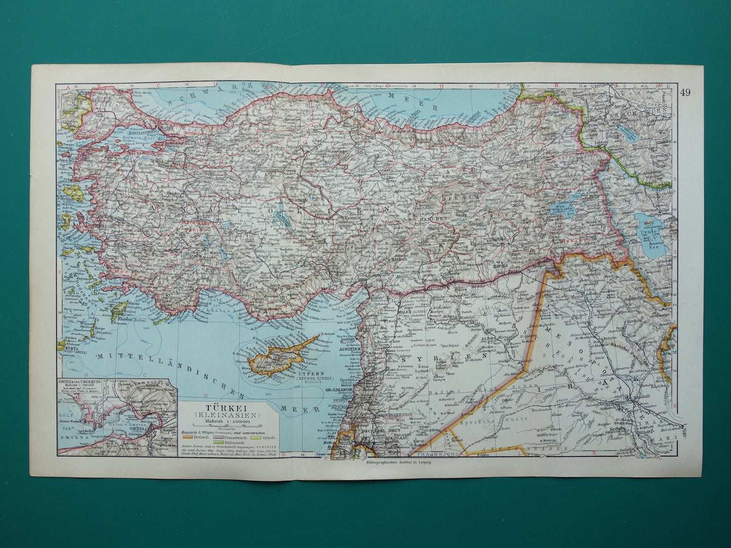 Turkije oude kaart van Turkije uit 1928 originele Duitse vintage landkaart