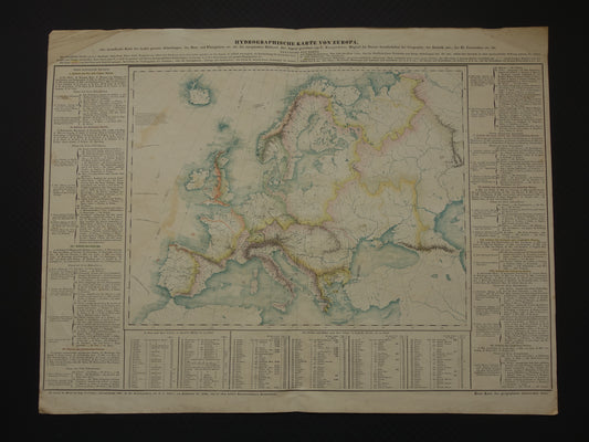 EUROPA antieke hydrografische kaart van Europa uit 1840