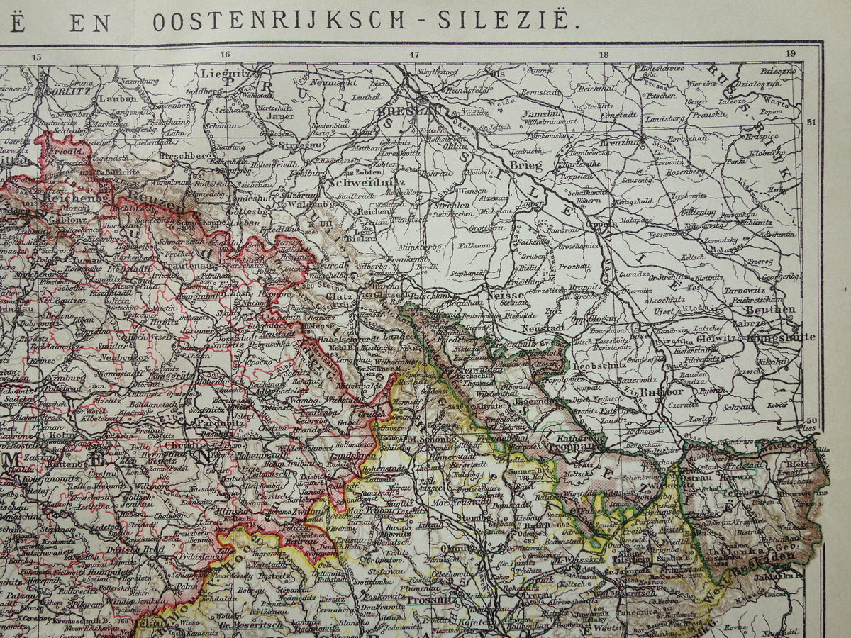 TSJECHIË oude Nederlandse landkaart van Tsjechië originele vintage kaart van Bohemen en Moravië
