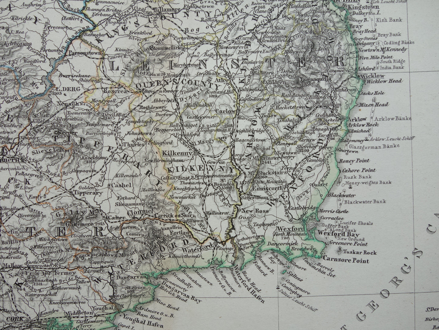 IERLAND antieke kaart van Ierland 1880 originele 145+ jaar oude Duitse landkaart van Ierland met jaartal