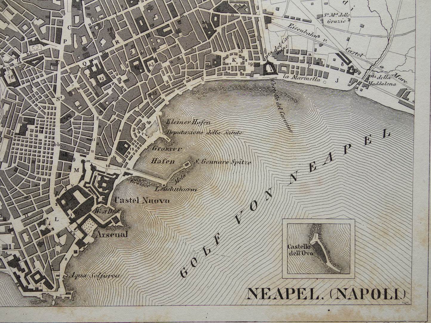 Lissabon en Napels oude kaart Antieke plattegrond Lisboa Napoli uit 1849 vintage kaarten
