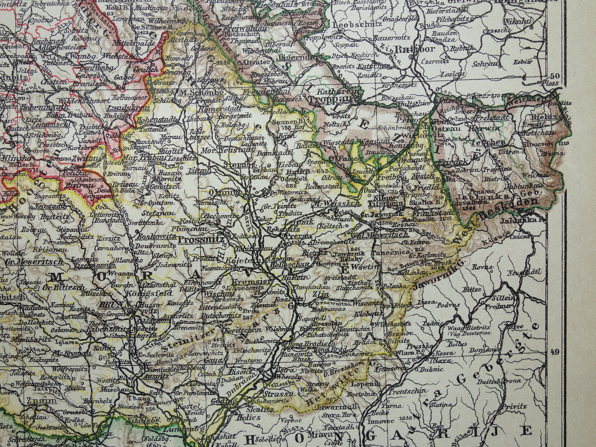 TSJECHIË oude Nederlandse landkaart van Tsjechië originele vintage kaart van Bohemen en Moravië