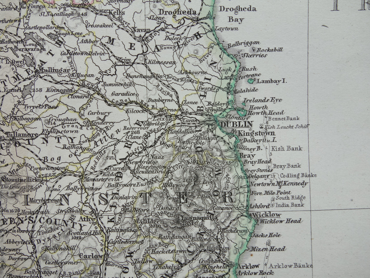 IERLAND antieke kaart van Ierland 1880 originele 145+ jaar oude Duitse landkaart van Ierland met jaartal