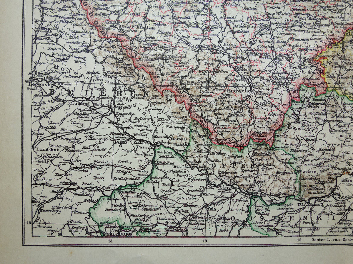 TSJECHIË oude Nederlandse landkaart van Tsjechië originele vintage kaart van Bohemen en Moravië