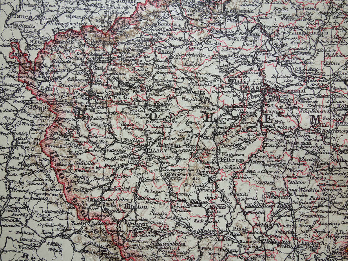 TSJECHIË oude Nederlandse landkaart van Tsjechië originele vintage kaart van Bohemen en Moravië