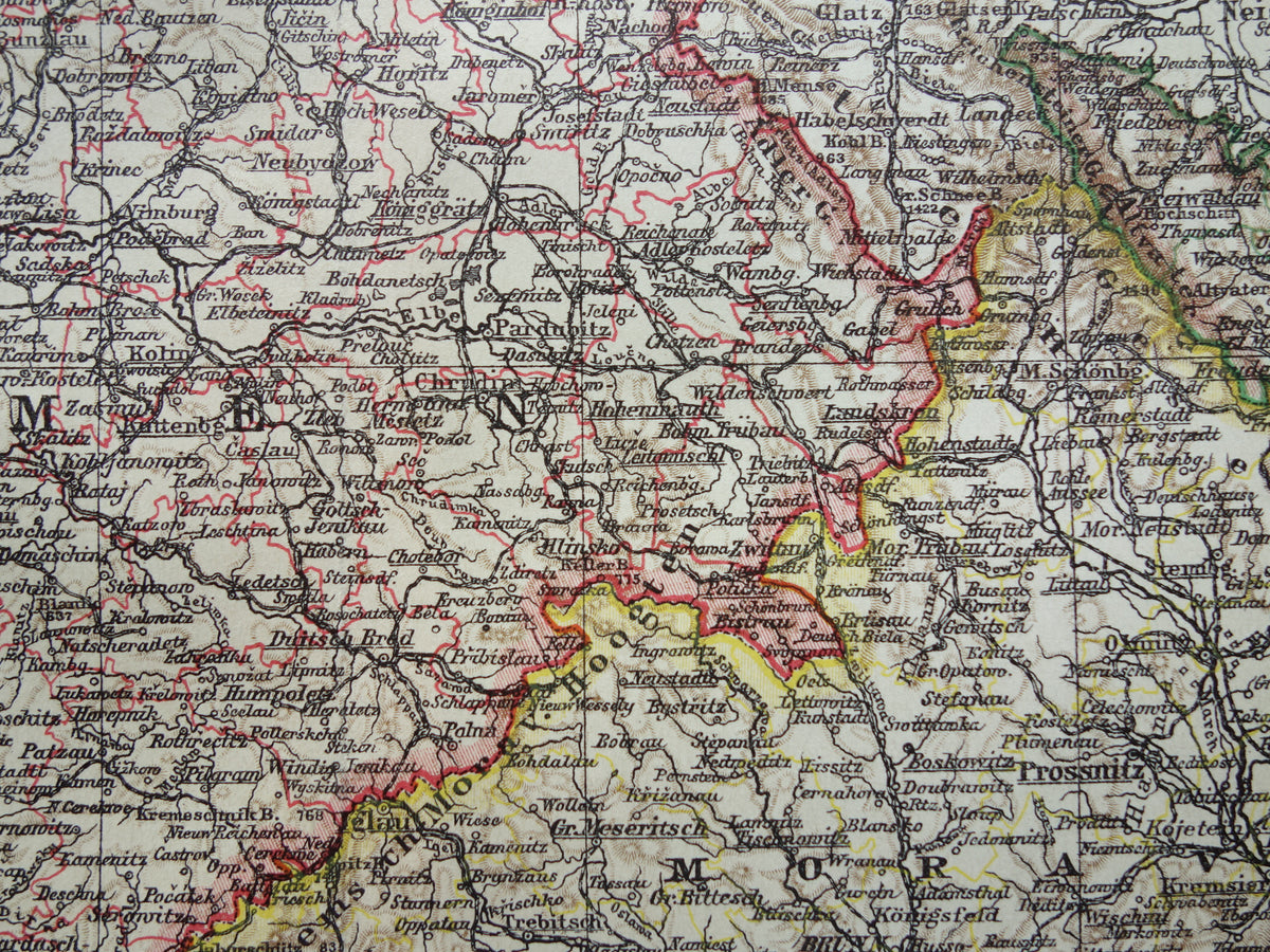 TSJECHIË oude Nederlandse landkaart van Tsjechië originele vintage kaart van Bohemen en Moravië