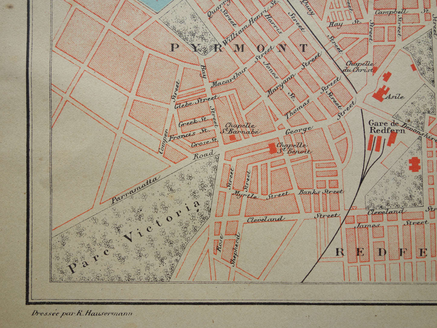 SYDNEY oude kaart van Sydney Australië uit 1896 originele antieke Franse plattegrond