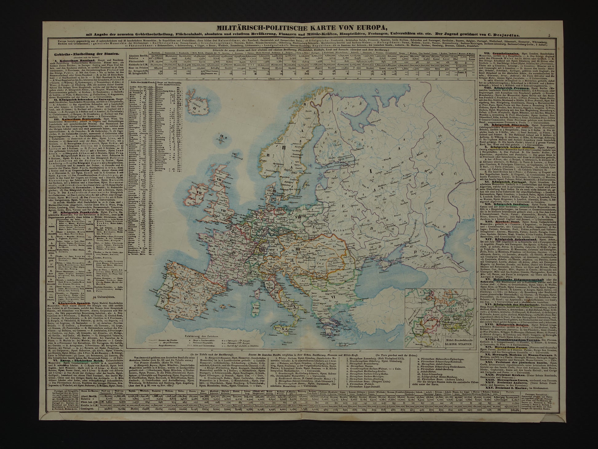 militarisch-politische kart von Europa mit angabe der neuesten gebiethseintheilung - Desjardins 1840