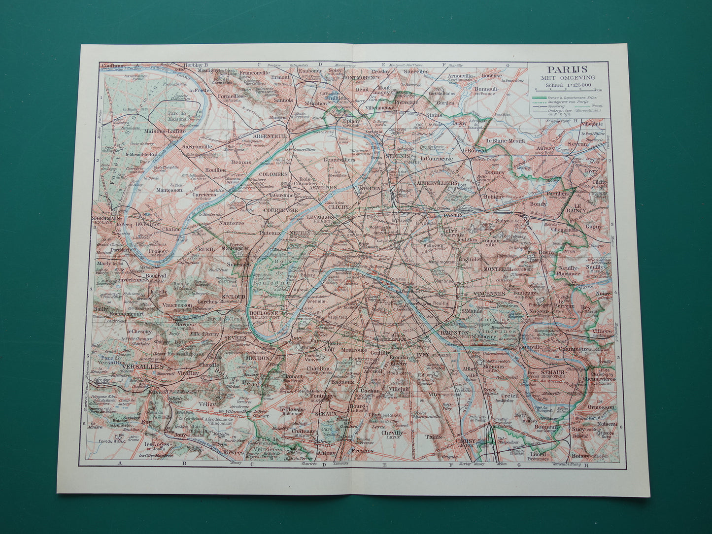 PARIJS oude plattegrond Originele vintage Nederlandse kaart van Parijs Frankrijk uit 1937 historische kaarten