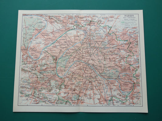 PARIJS oude plattegrond Originele vintage Nederlandse kaart van Parijs Frankrijk uit 1937 historische kaarten