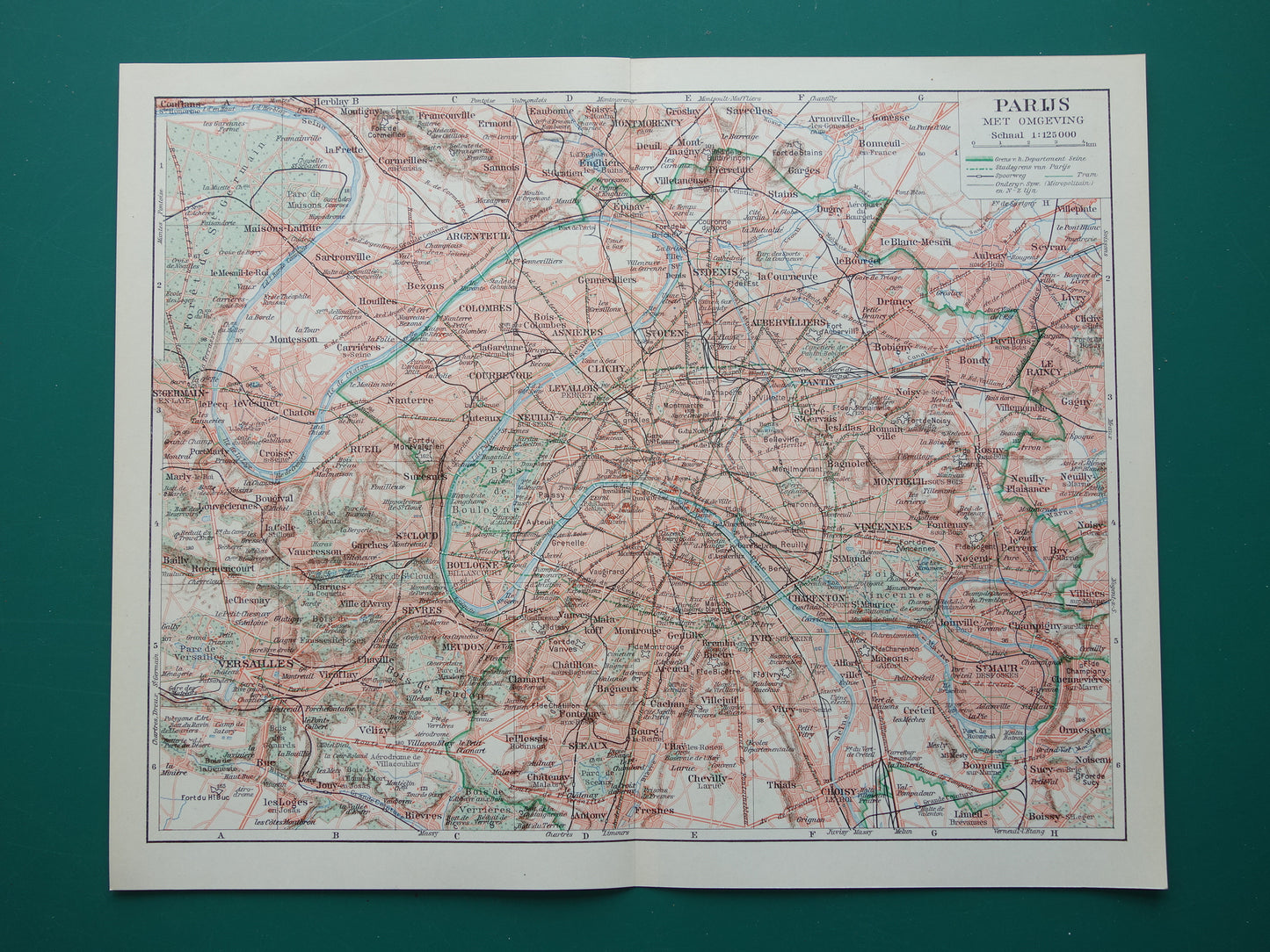 PARIJS oude plattegrond Originele vintage Nederlandse kaart van Parijs Frankrijk uit 1937 historische kaarten