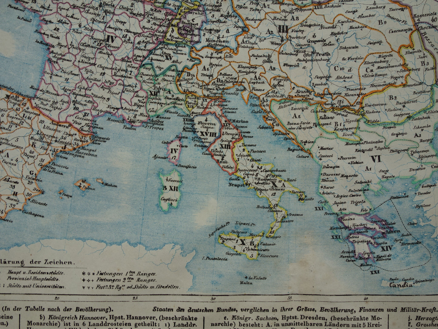 EUROPA grote oude militaire en politieke kaart van Europa uit 1840 originele antieke landkaart Europees continent vintage print