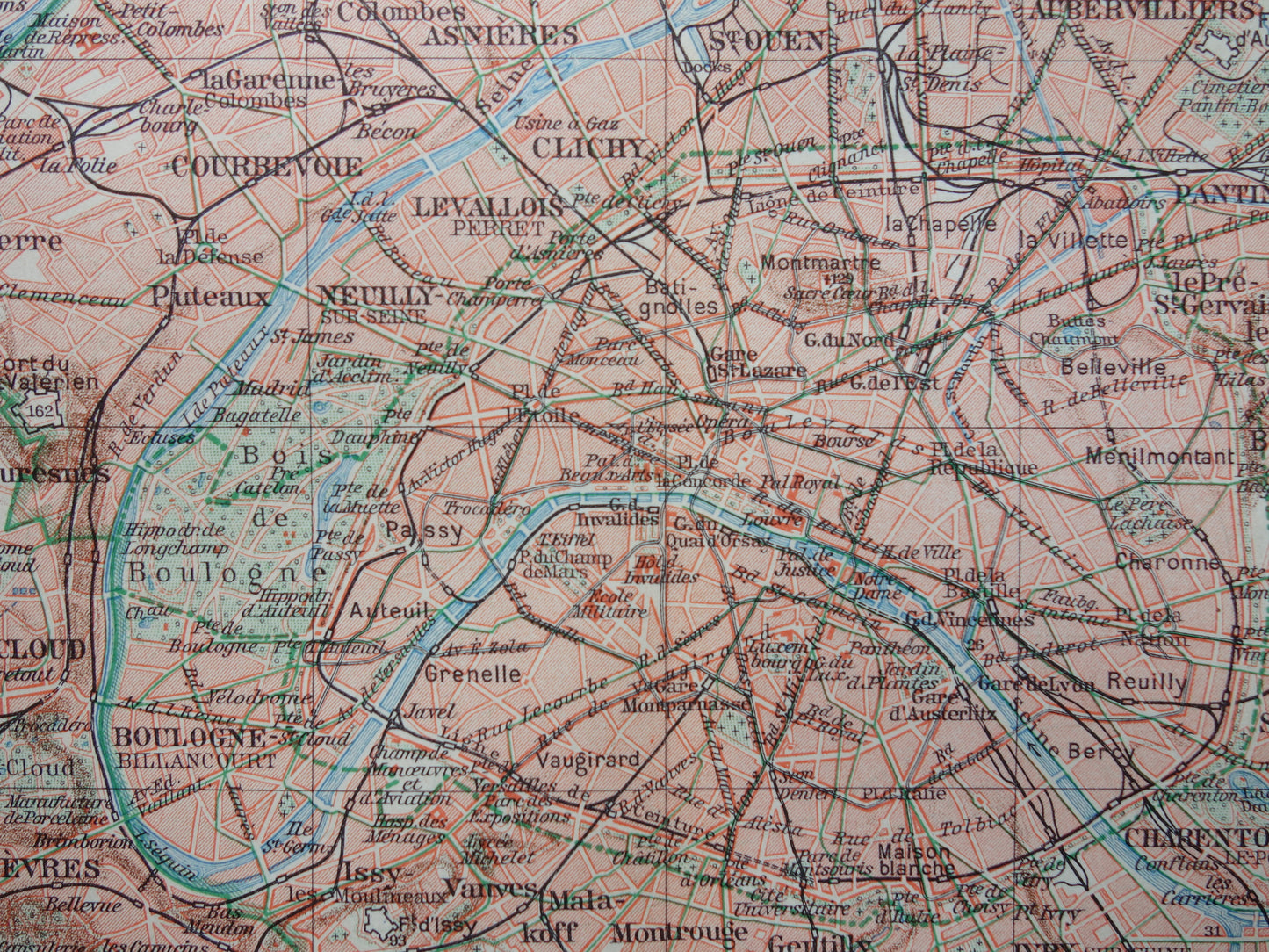 PARIJS oude plattegrond Originele vintage Nederlandse kaart van Parijs Frankrijk uit 1937 historische kaarten