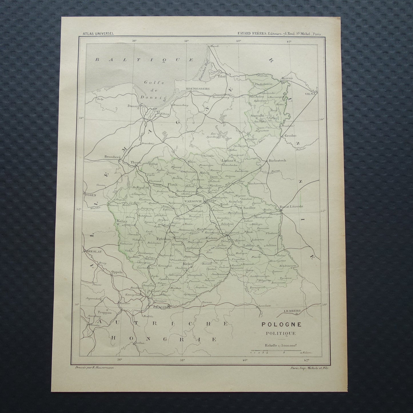 antieke landkaart van Polen te koop