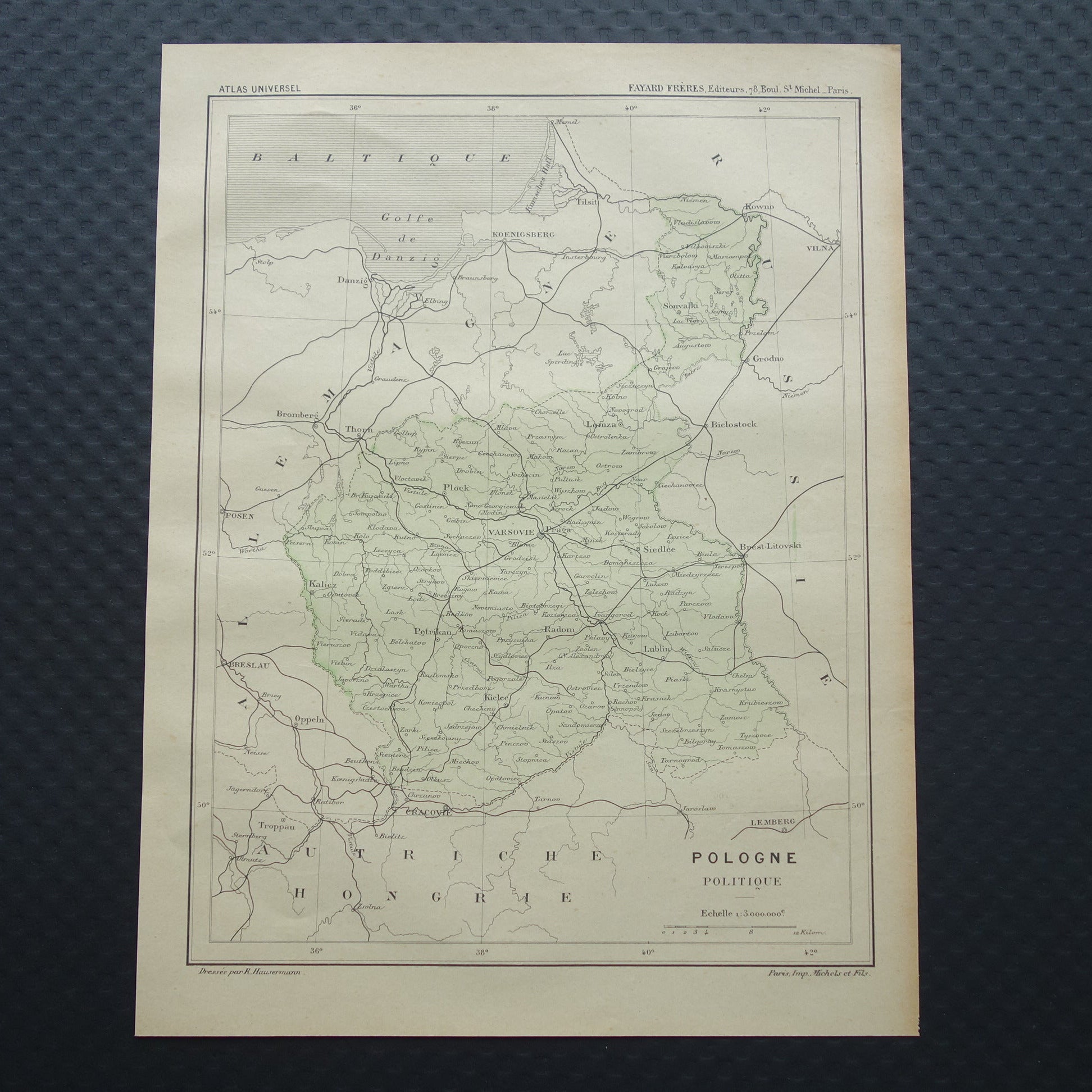 antieke landkaart van Polen te koop