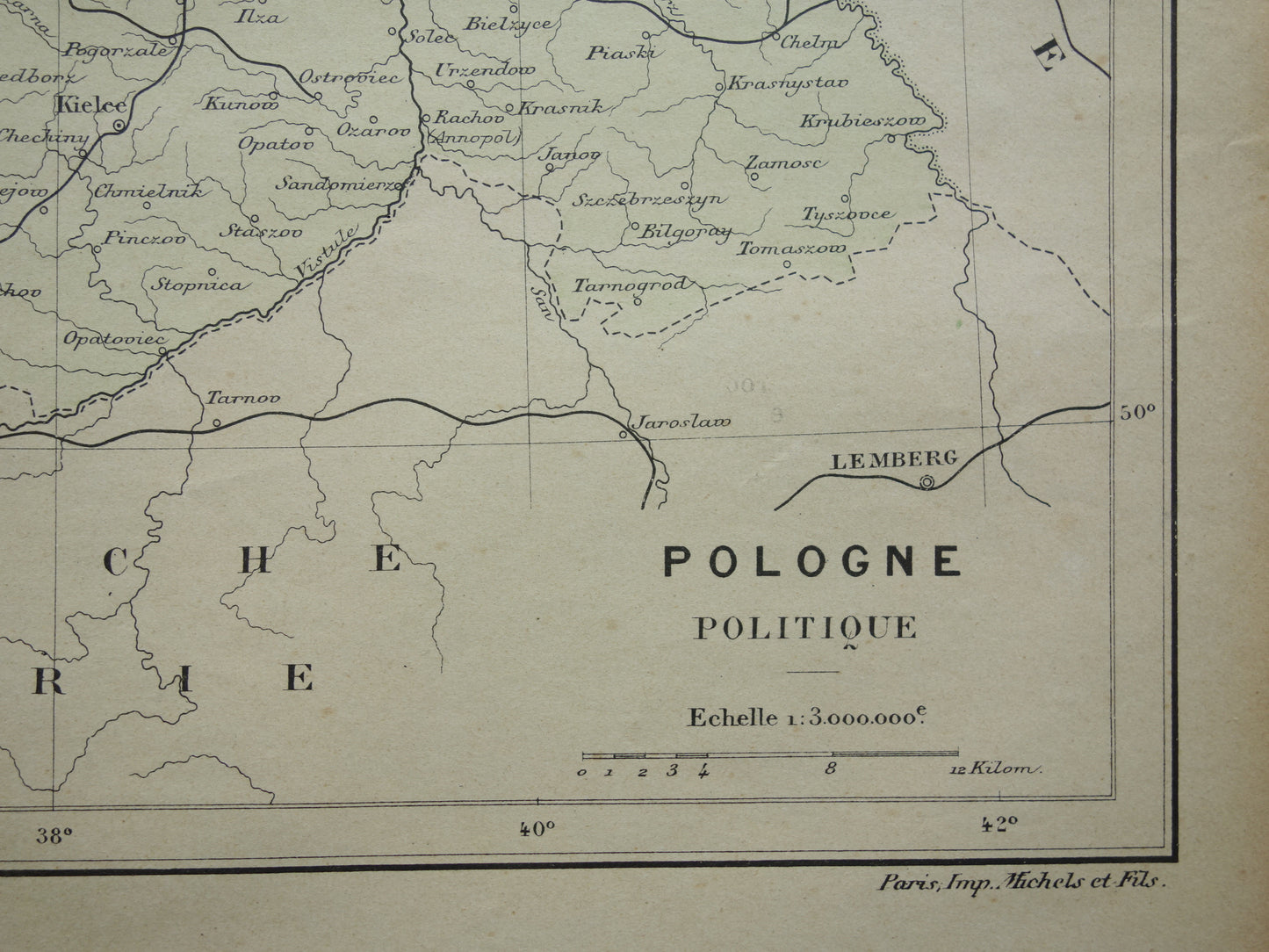 POLEN oude landkaart van Polen uit het jaar 1896 origineel handgekleurde antieke kaart historische print Polen