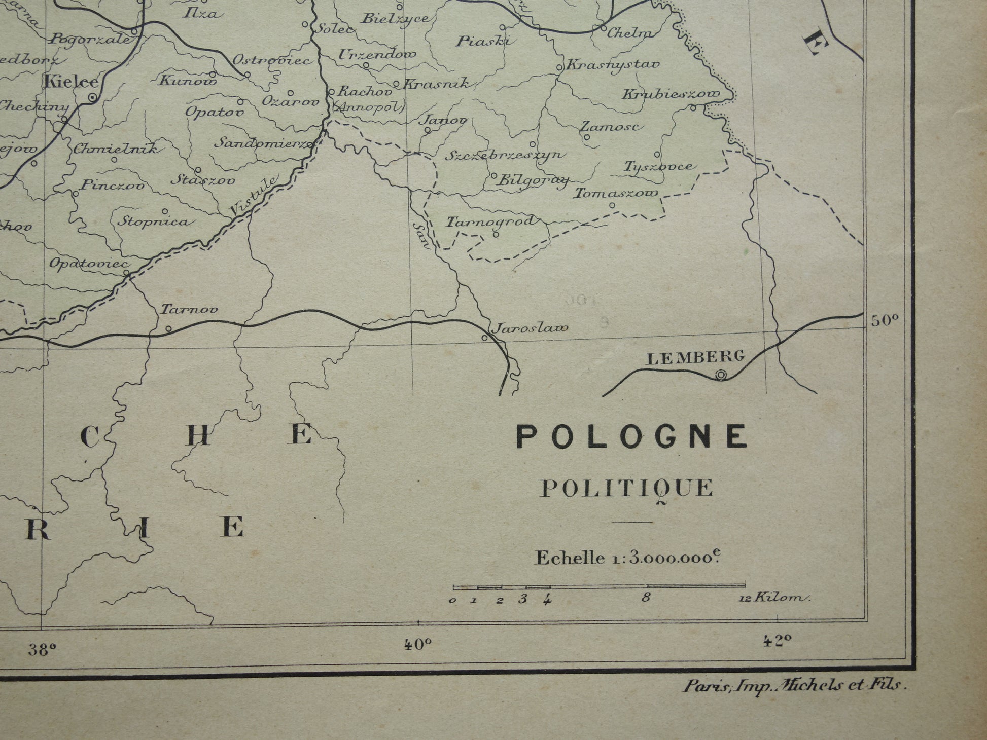 POLEN oude landkaart van Polen uit het jaar 1896 origineel handgekleurde antieke kaart historische print Polen