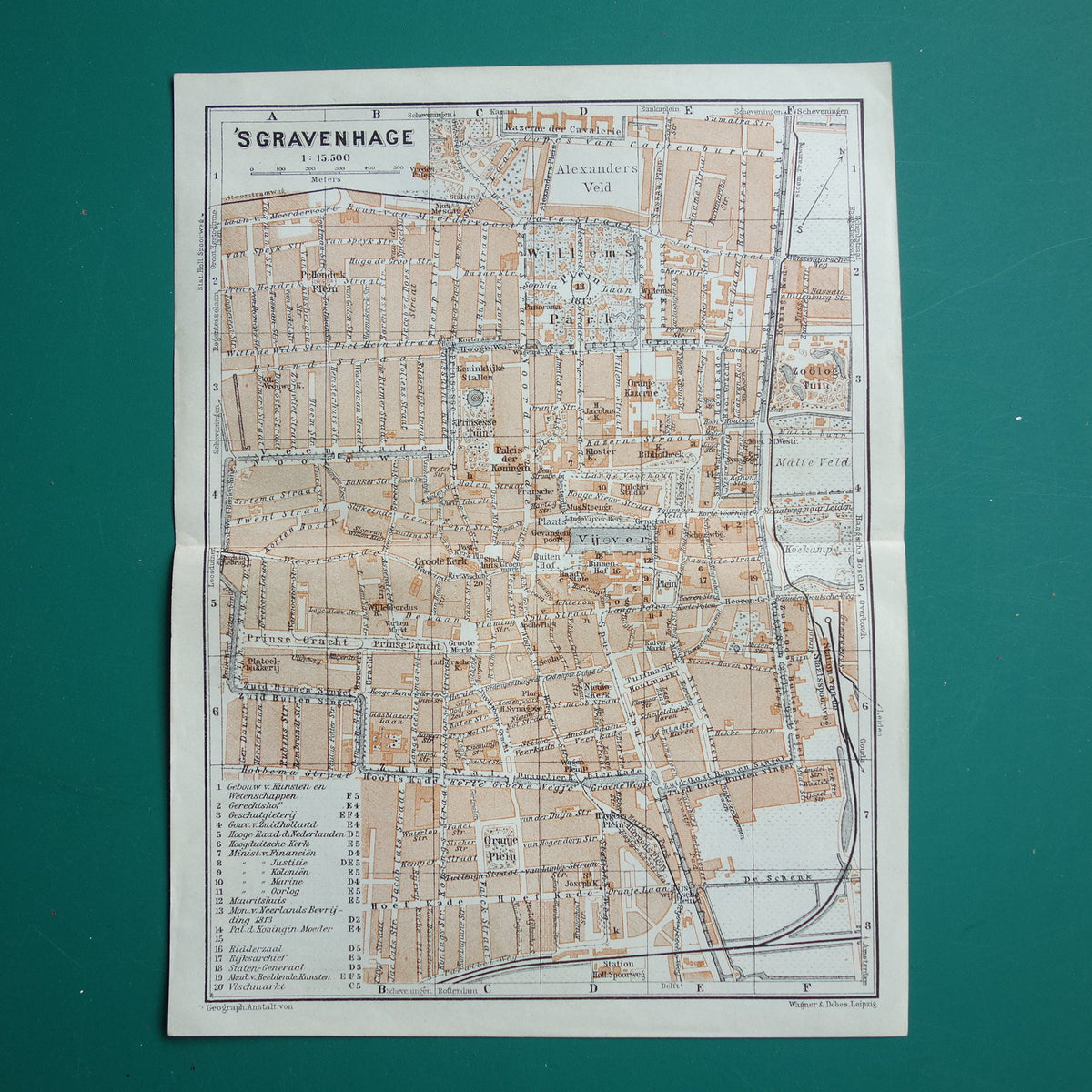 DEN HAAG oude kaart van 's Gravenhage uit 1904 kleine originele antieke plattegrond vintage landkaart